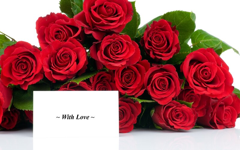 Bouquet of Red Roses — Romantic, Photograph, Card