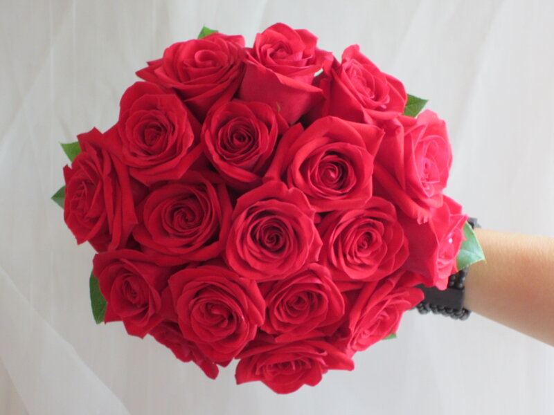 Bouquet of Red Roses — Romantic, Photograph, Hand