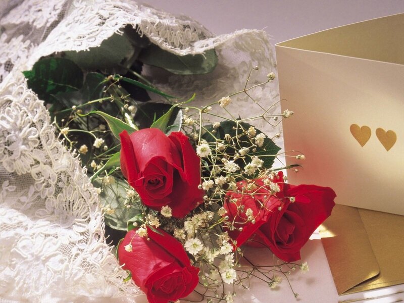 Bouquet of Red Roses — Romantic, Photograph, Lace Wrapping