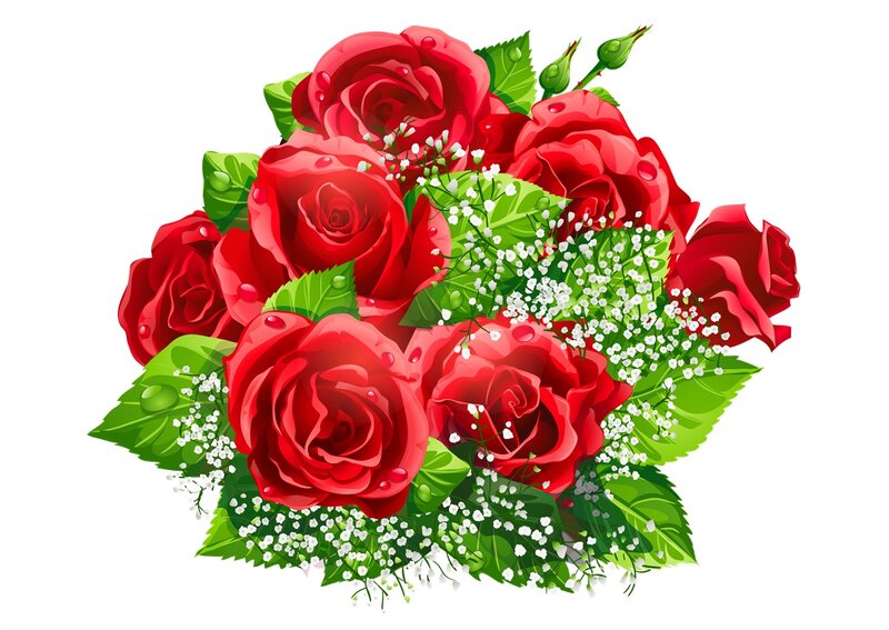 Bouquet of Red Roses — Romantic, Vector Art