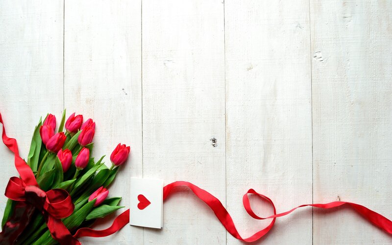 Bouquet of Red Tulips — White