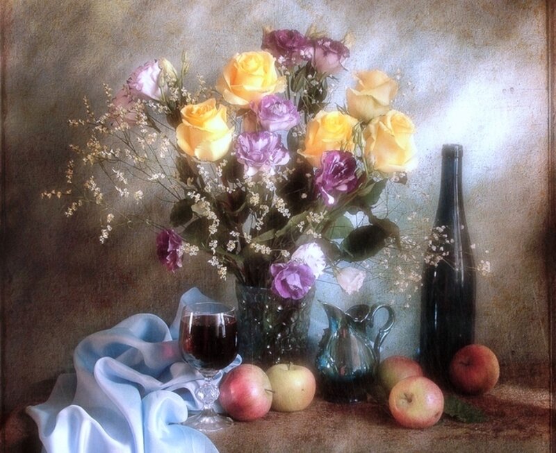 Bouquet of Roses and Apples