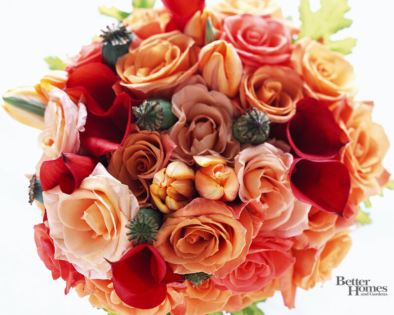 Bouquet of Roses and Calla Lilies — Orange, Vibrant