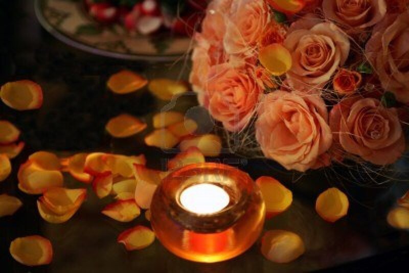 Bouquet of Roses and Candle