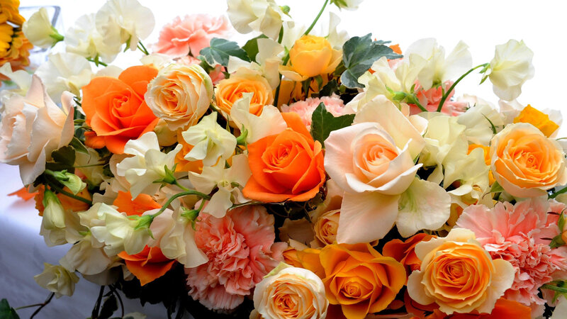 Bouquet of Roses and Carnations — Orange