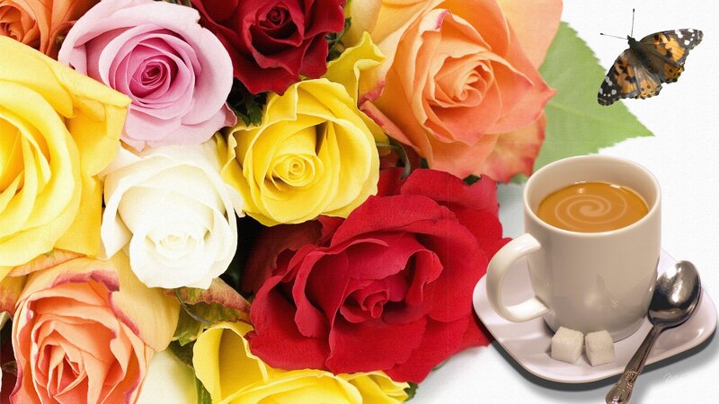 Bouquet of Roses and Coffee