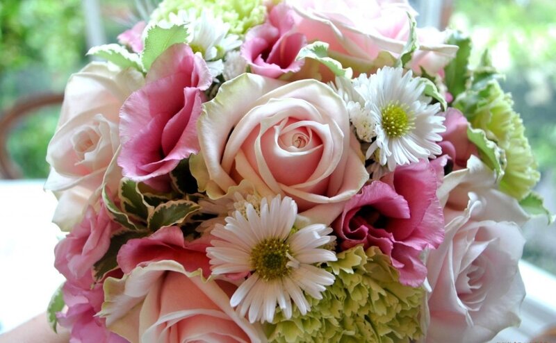 Bouquet of Roses and Daisies — Pink, Serene