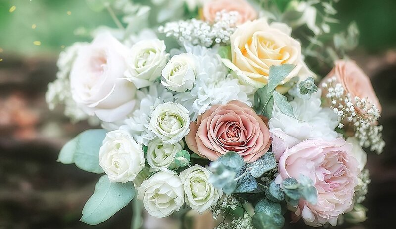 Bouquet of Roses and Eucalyptus