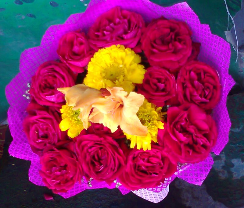 Bouquet of Roses and Flowers — Magenta