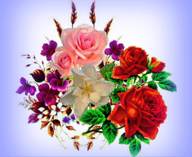 Bouquet of Roses and Flowers — Pink