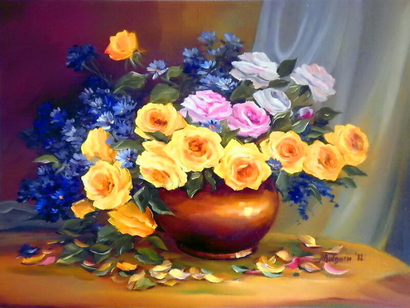 Bouquet of Roses and Flowers — Yellow, Calm