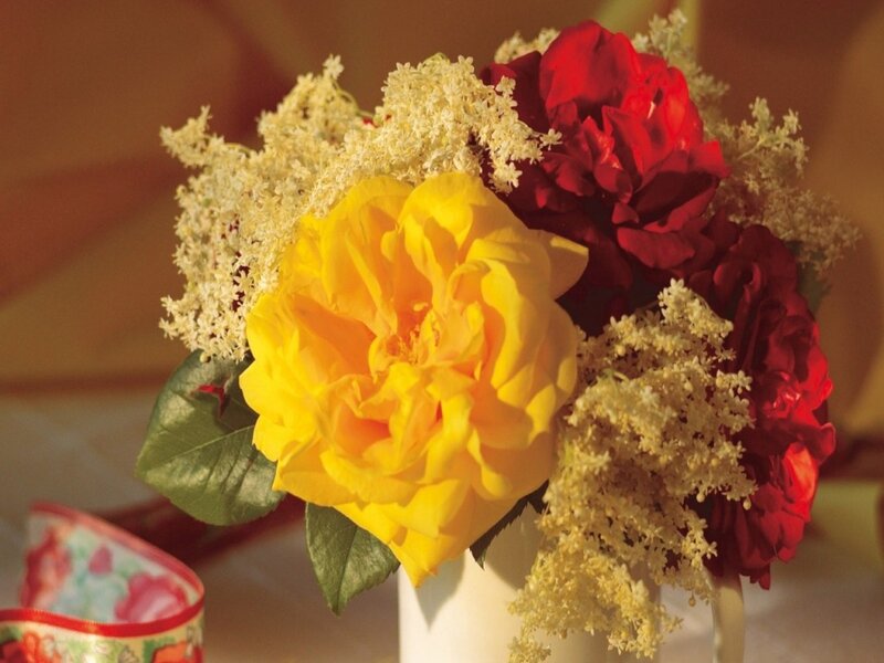 Bouquet of Roses and Flowers — Yellow