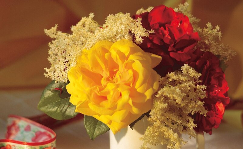 Bouquet of Roses and Flowers — Yellow, Warm