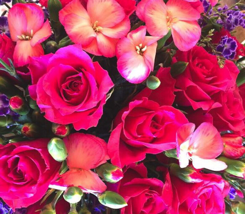 Bouquet of Roses and Freesias — Pink, Vibrant