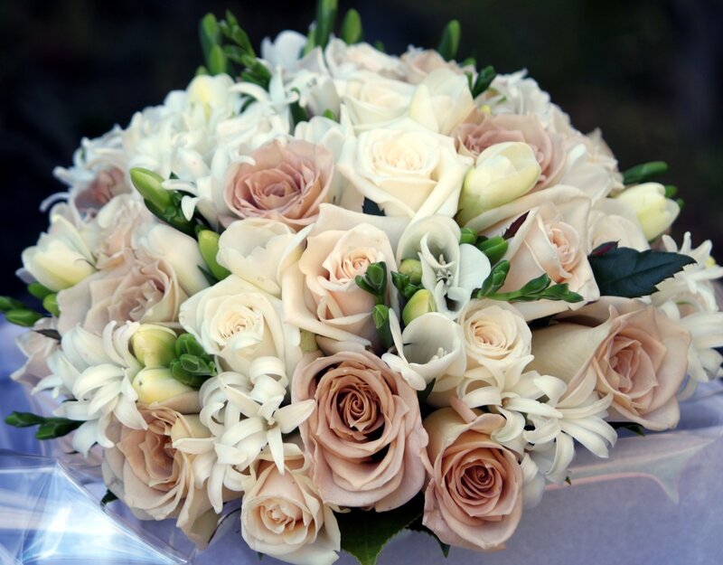 Bouquet of Roses and Freesias — White