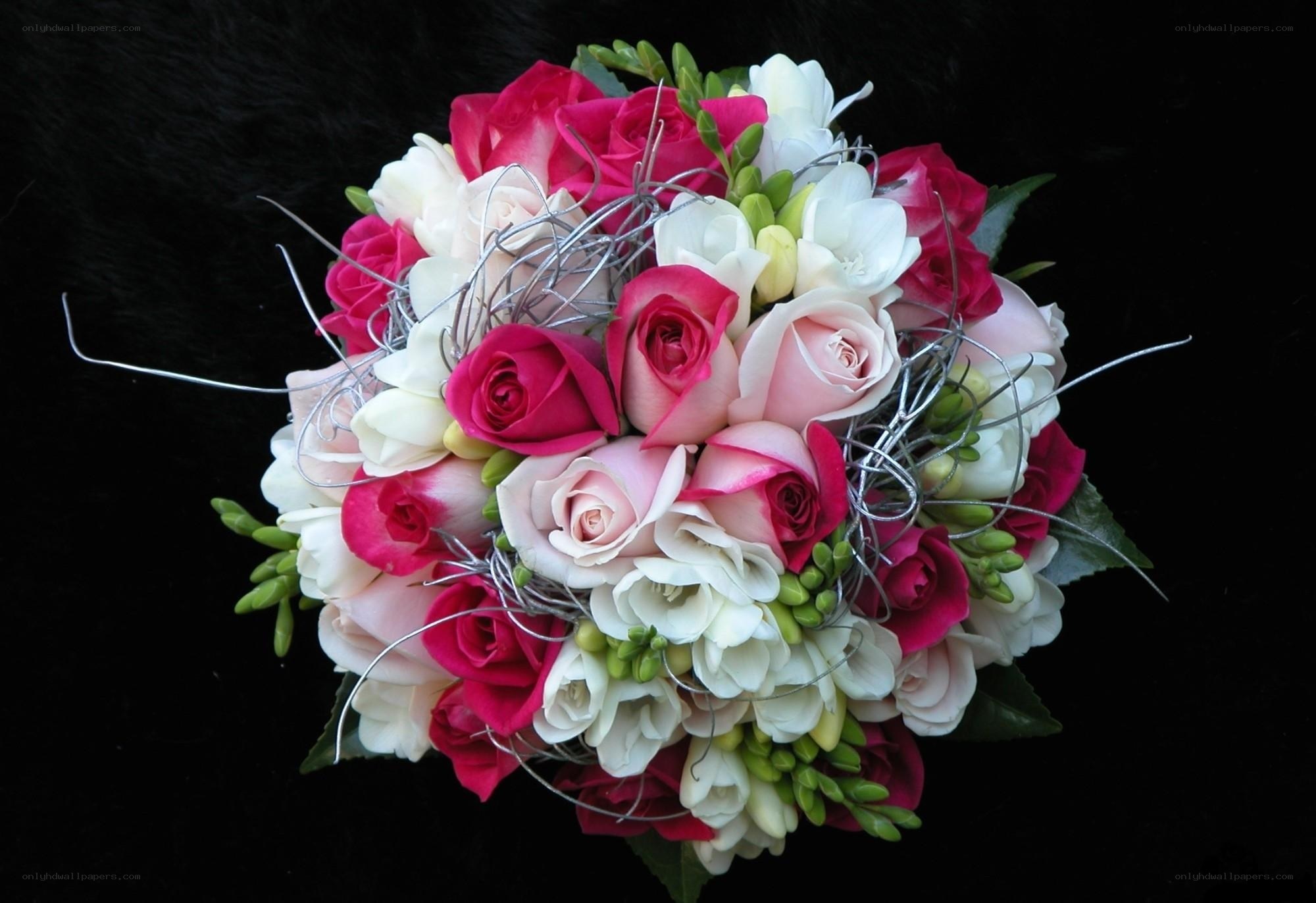 Bouquet of roses and freesias