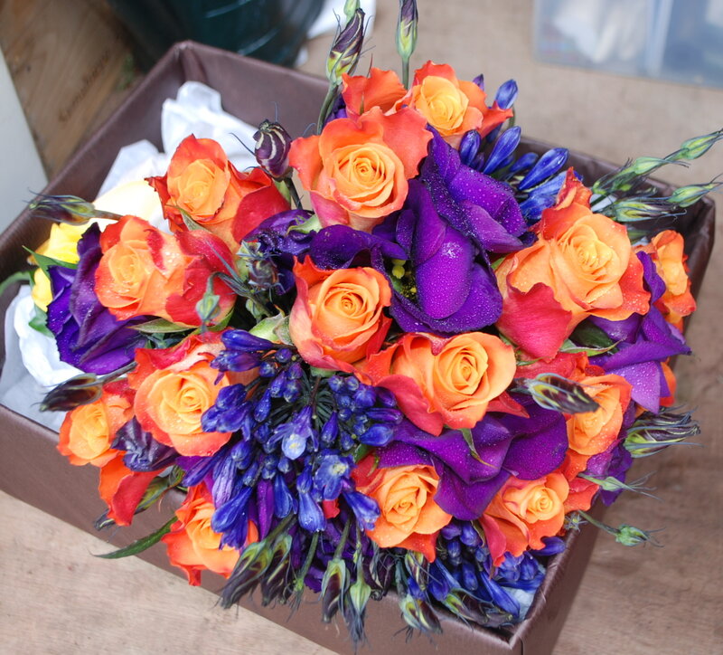 Bouquet of Roses and Lisianthus — Orange, Vibrant
