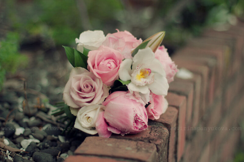Bouquet of Roses and Orchids — Pink, Serene