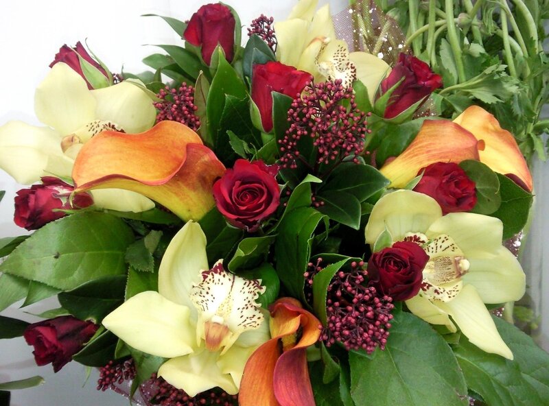 bouquet of roses and orchids