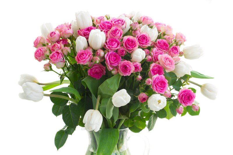 Bouquet of Roses and Tulips — Pink, Calm