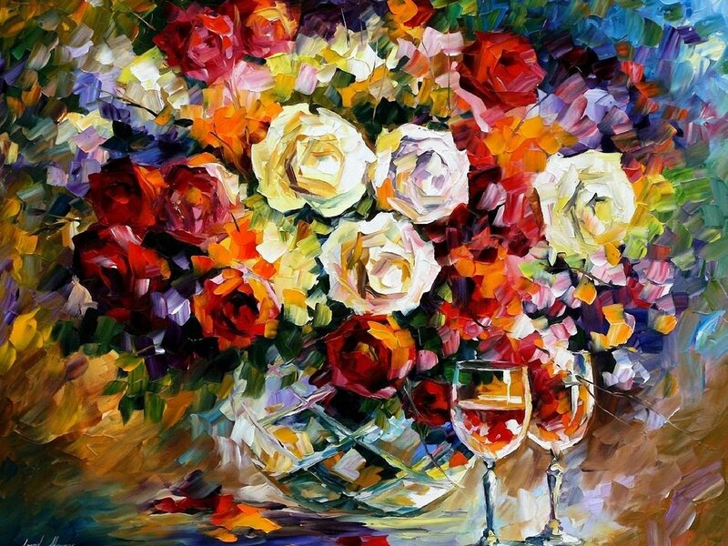 Bouquet of Roses and Wine
