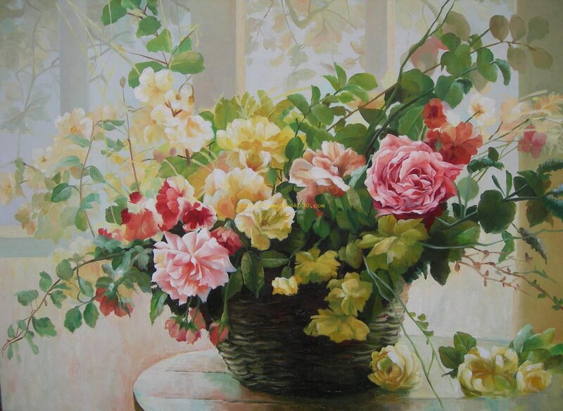 Bouquet of Roses in Basket