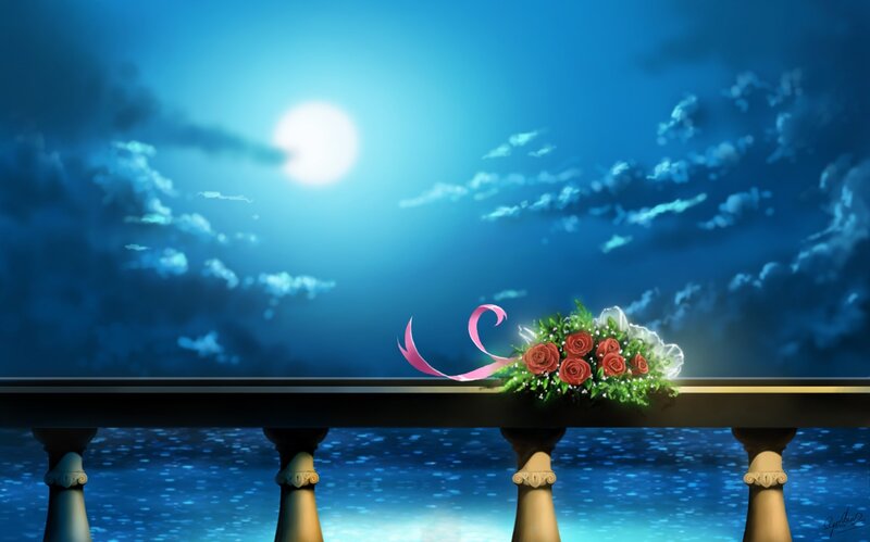 Bouquet of Roses on Balcony