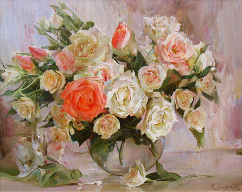 Bouquet of Roses — Pink, Calm, Painting