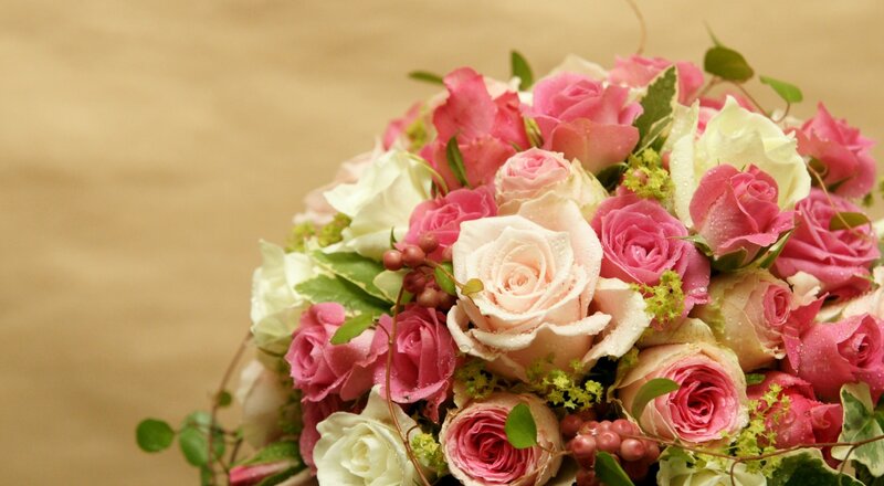Bouquet of Roses — Pink, Calm, Photograph, Green Leaves, Berries