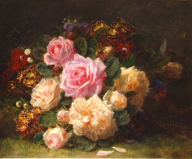 Bouquet of Roses — Pink, Dramatic, Painting, Flowers