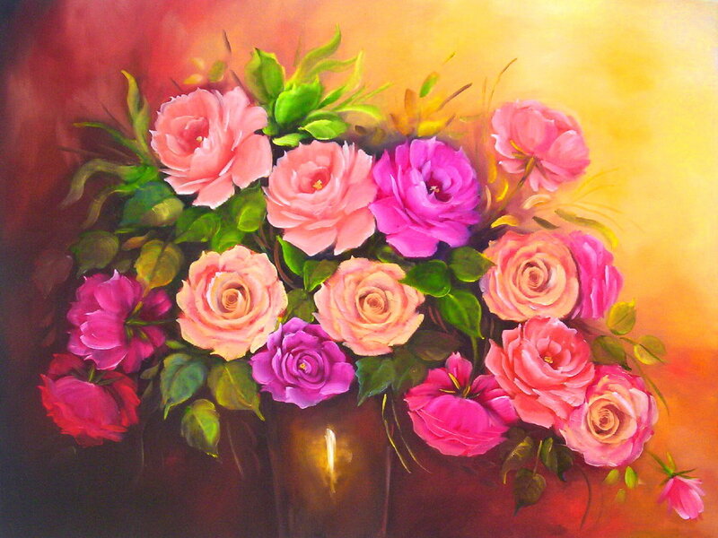 Bouquet of Roses — Pink, Warm