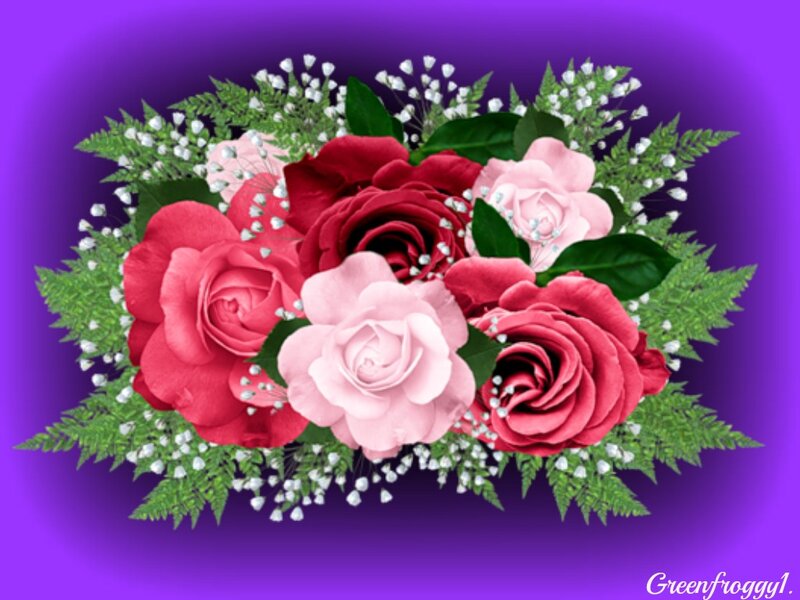 Bouquet of Roses — Purple, Calm, Digital Art