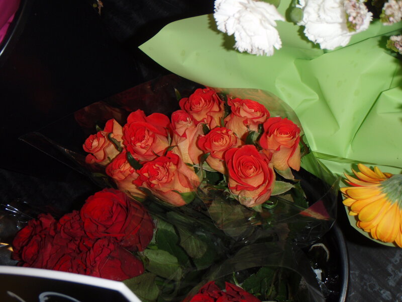 Bouquet of Roses — Red, Calm, Photograph, White Carnations