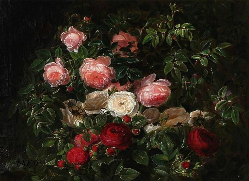 Bouquet of Roses — Red, Dramatic, Painting, Flowers