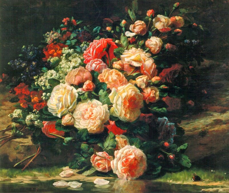 Bouquet of Roses — Red, Dramatic, Painting