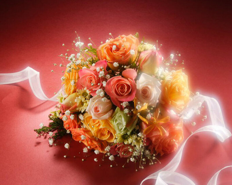 Bouquet of Roses — Red, Romantic, Photograph, Ribbons