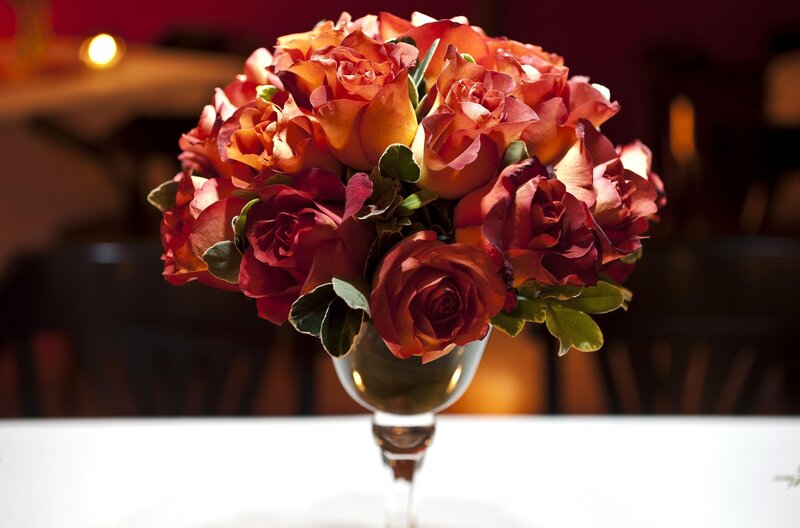 Bouquet of Roses — Red, Warm, Night