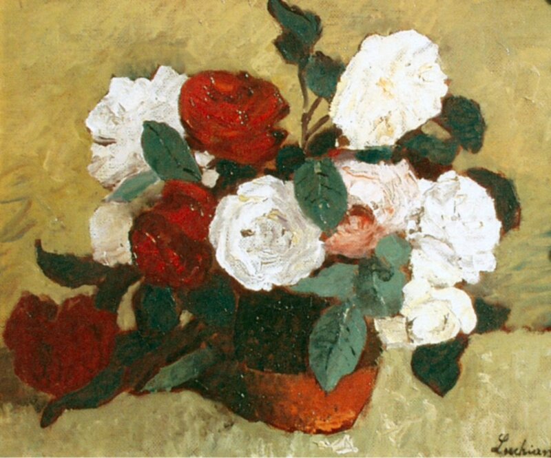 Bouquet of Roses — White, Calm, Painting