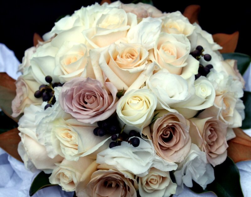 Bouquet of Roses — White, Calm, Photograph, Berries