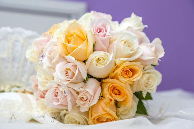 Bouquet of Roses — White, Calm, Photograph, Lace