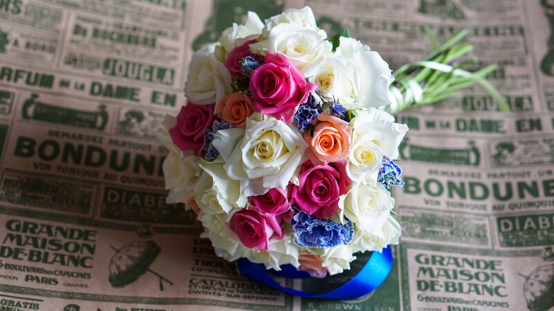 Bouquet of Roses — White, Calm, Photograph, Newspaper