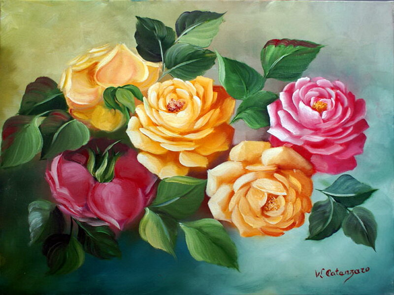 Bouquet of Roses — Yellow, Calm, Painting