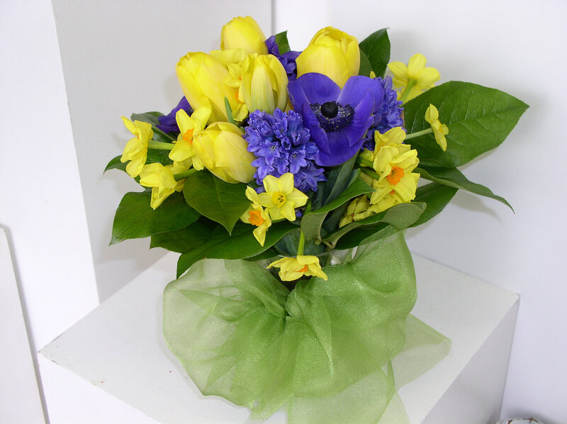 Bouquet of Spring Flowers — Yellow, Bright, Photograph