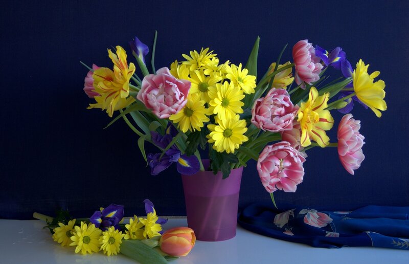 Bouquet of Spring Flowers — Yellow, Calm, Photograph