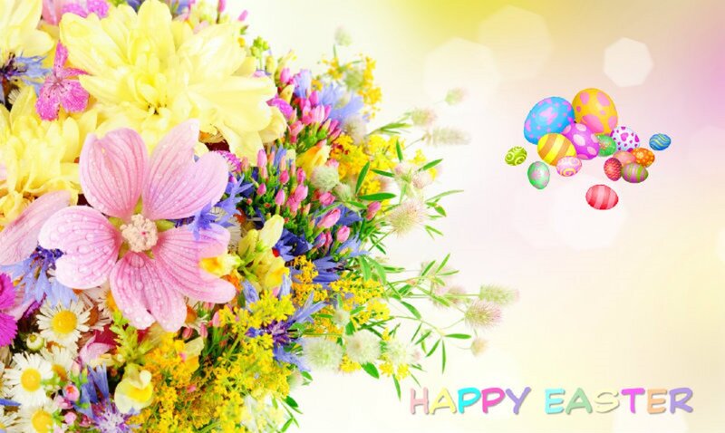 Bouquet of Spring Flowers — Yellow, Festive, Digital Art