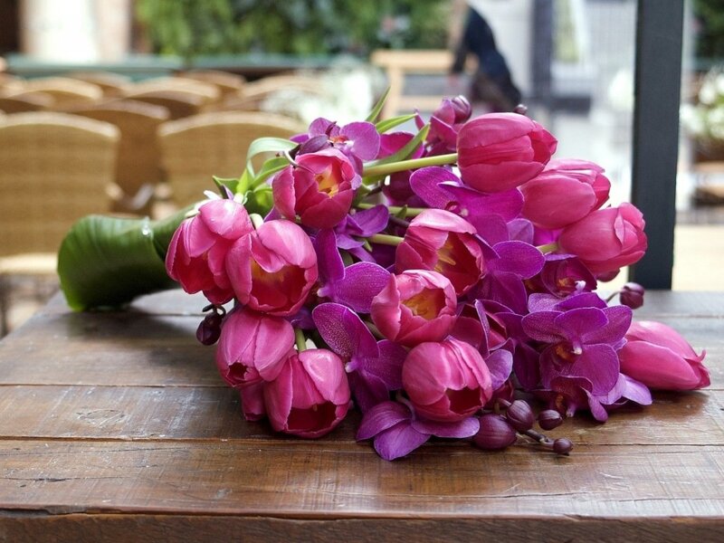 Bouquet of Tulips and Orchids — Pink, Calm