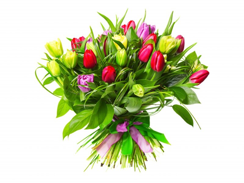 Bouquet of Tulips — Red, Vibrant, Spring, Photograph