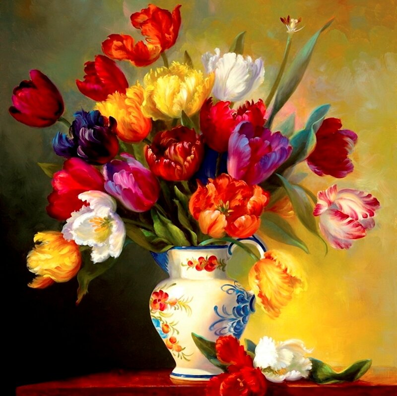 Bouquet of Tulips — Yellow, Dramatic