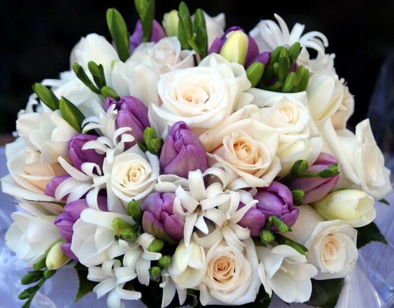 Bouquet of White and Purple Flowers — Calm