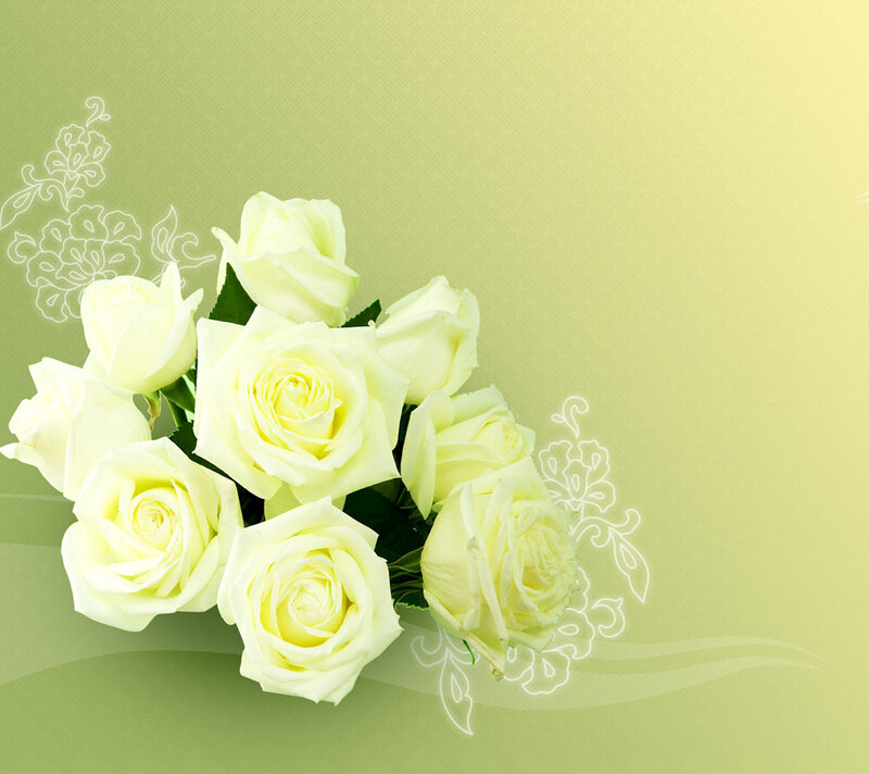 Bouquet of White Roses — Green